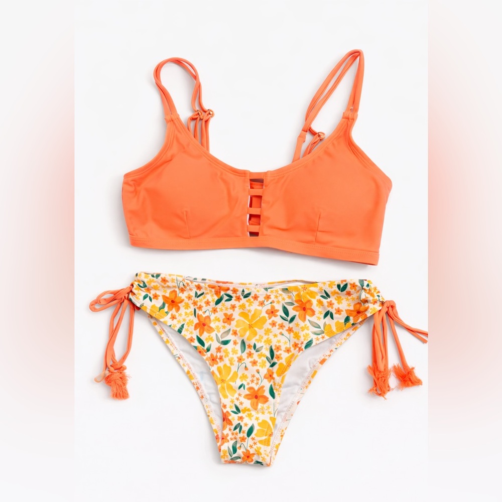 SHEIN Orange Floral Bikini Set
